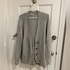 American Eagle Gray Knit Cardigan Sweater